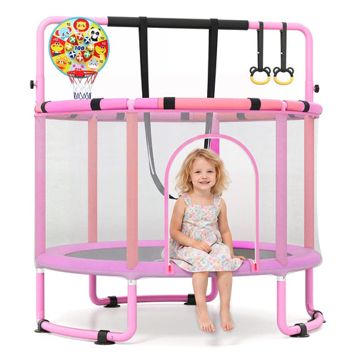 60-Inch Kids Trampoline with Adjustable Gymnastics Bar