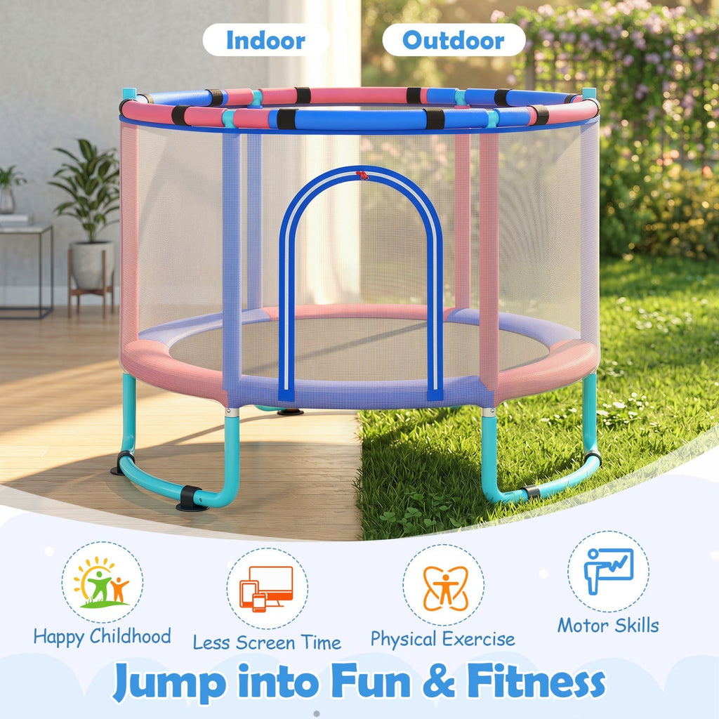 60-Inch Kids Trampoline with Adjustable Gymnastics Bar