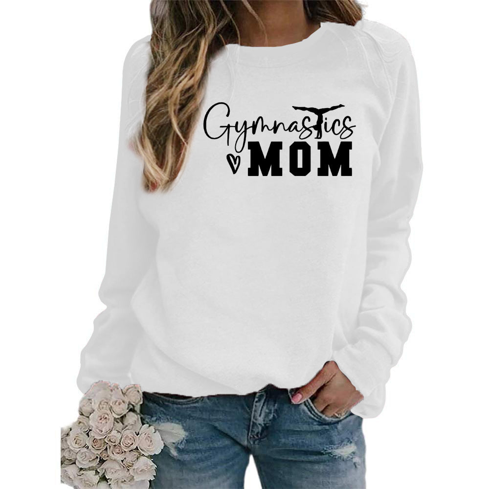Gymnastics mom printed women's round neck sweater