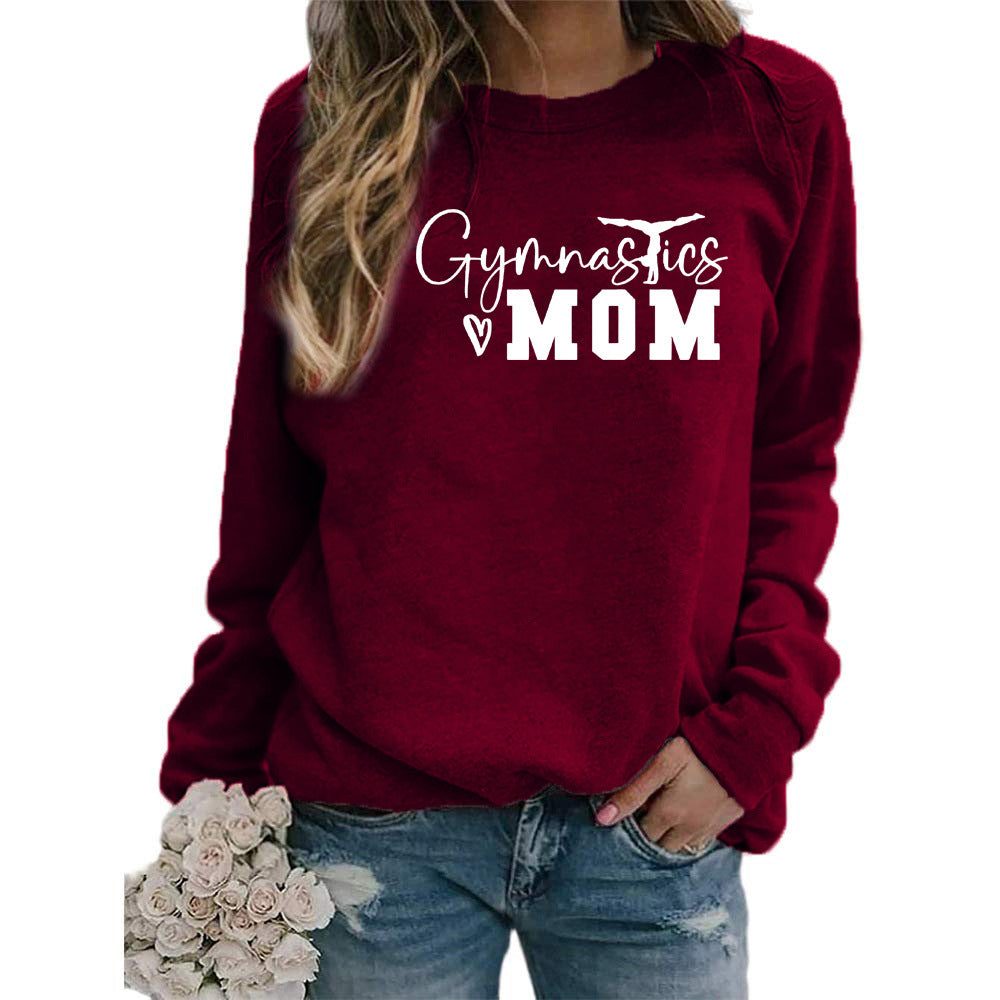 Gymnastics mom printed women's round neck sweater