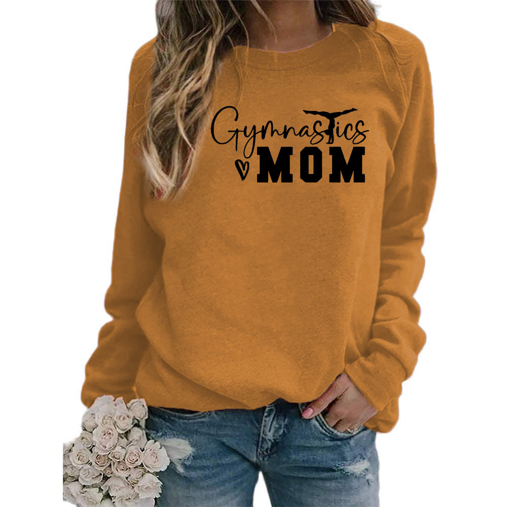 Gymnastics mom printed women's round neck sweater