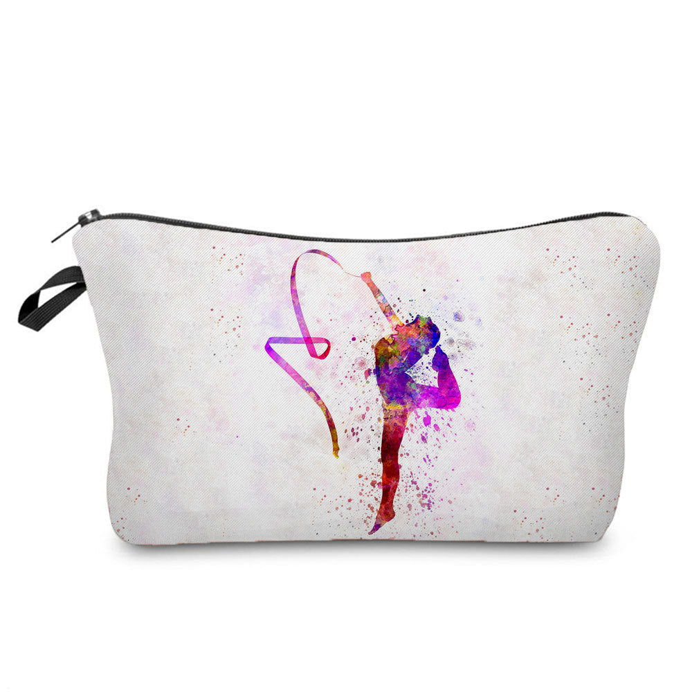 New Wholesale Gymnastics Girl Print Makeup Bag, Sports Style Cosmetic Storage Bag, Fashionable Hand-Held Women's Bag