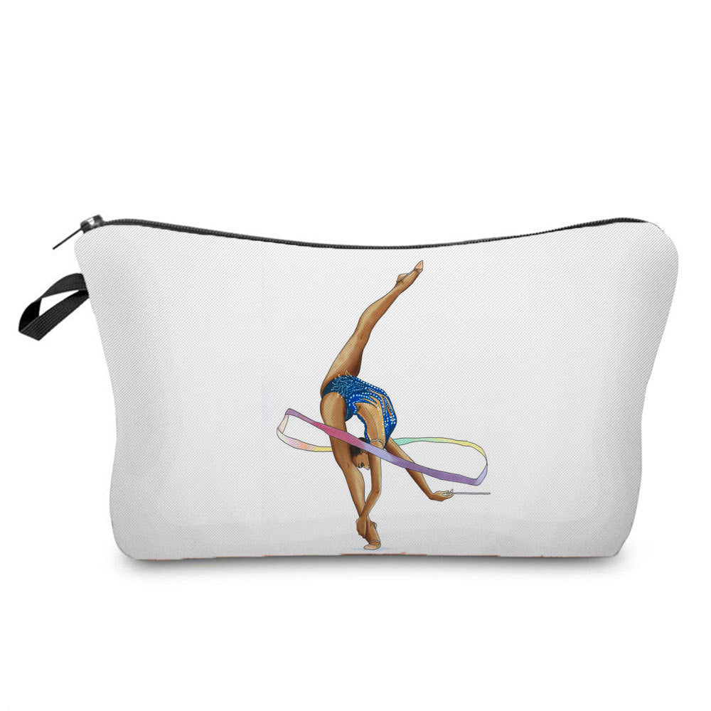 New Wholesale Gymnastics Girl Print Makeup Bag, Sports Style Cosmetic Storage Bag, Fashionable Hand-Held Women's Bag