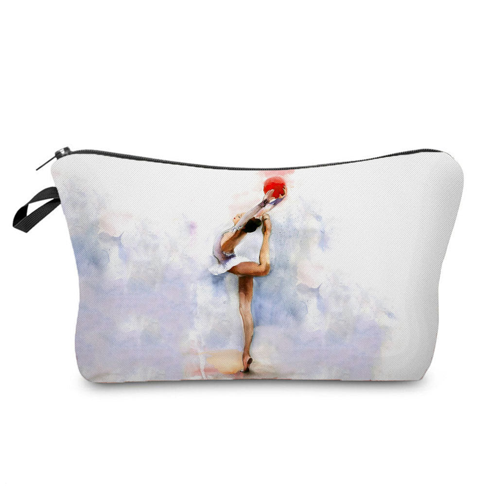 New Wholesale Gymnastics Girl Print Makeup Bag, Sports Style Cosmetic Storage Bag, Fashionable Hand-Held Women's Bag
