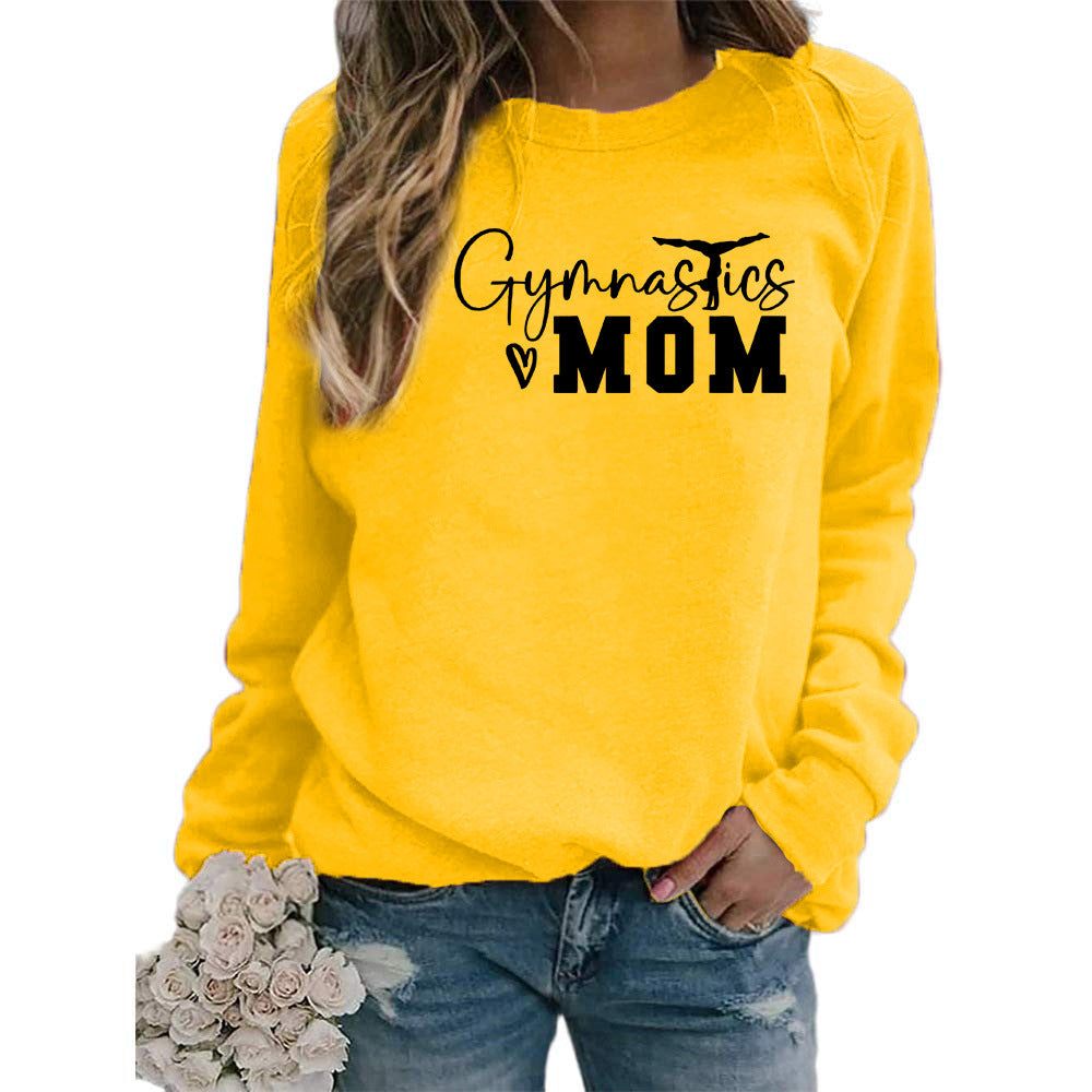 Gymnastics mom printed women's round neck sweater