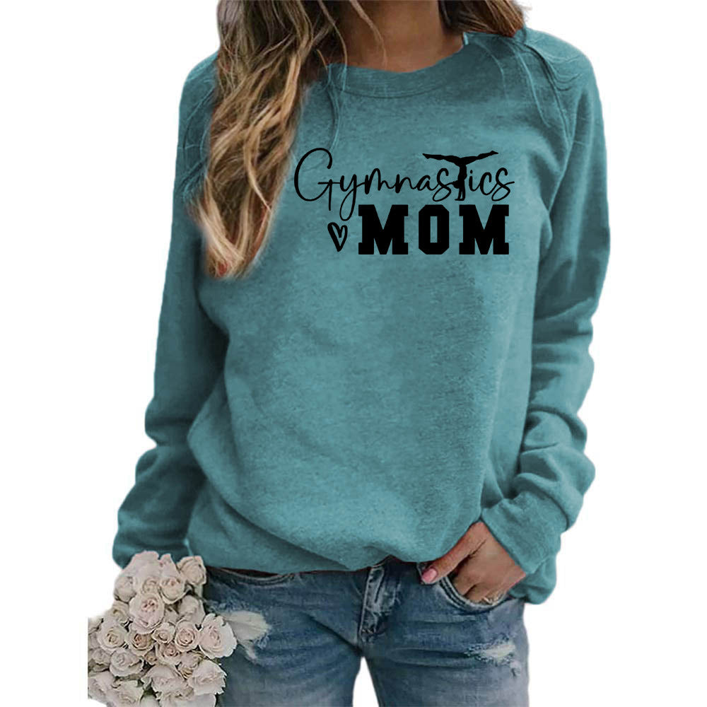 Gymnastics mom printed women's round neck sweater