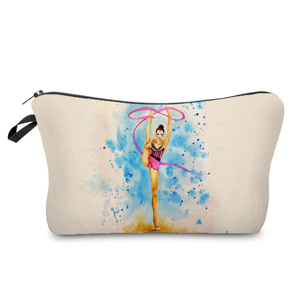 New Wholesale Gymnastics Girl Print Makeup Bag, Sports Style Cosmetic Storage Bag, Fashionable Hand-Held Women's Bag