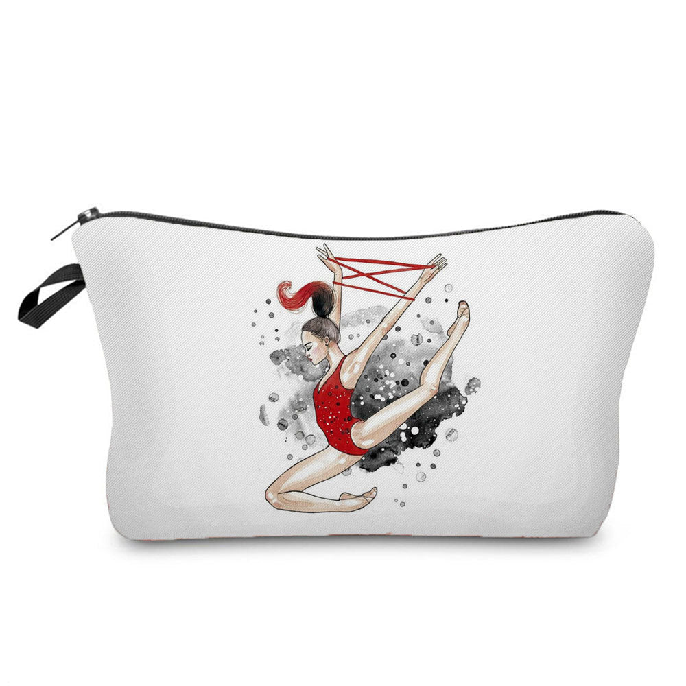 New Wholesale Gymnastics Girl Print Makeup Bag, Sports Style Cosmetic Storage Bag, Fashionable Hand-Held Women's Bag