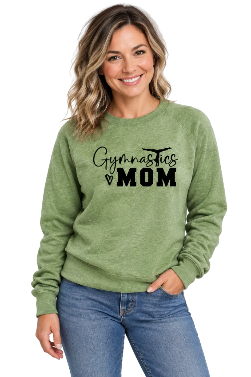 Gymnastics mom printed women's round neck sweater