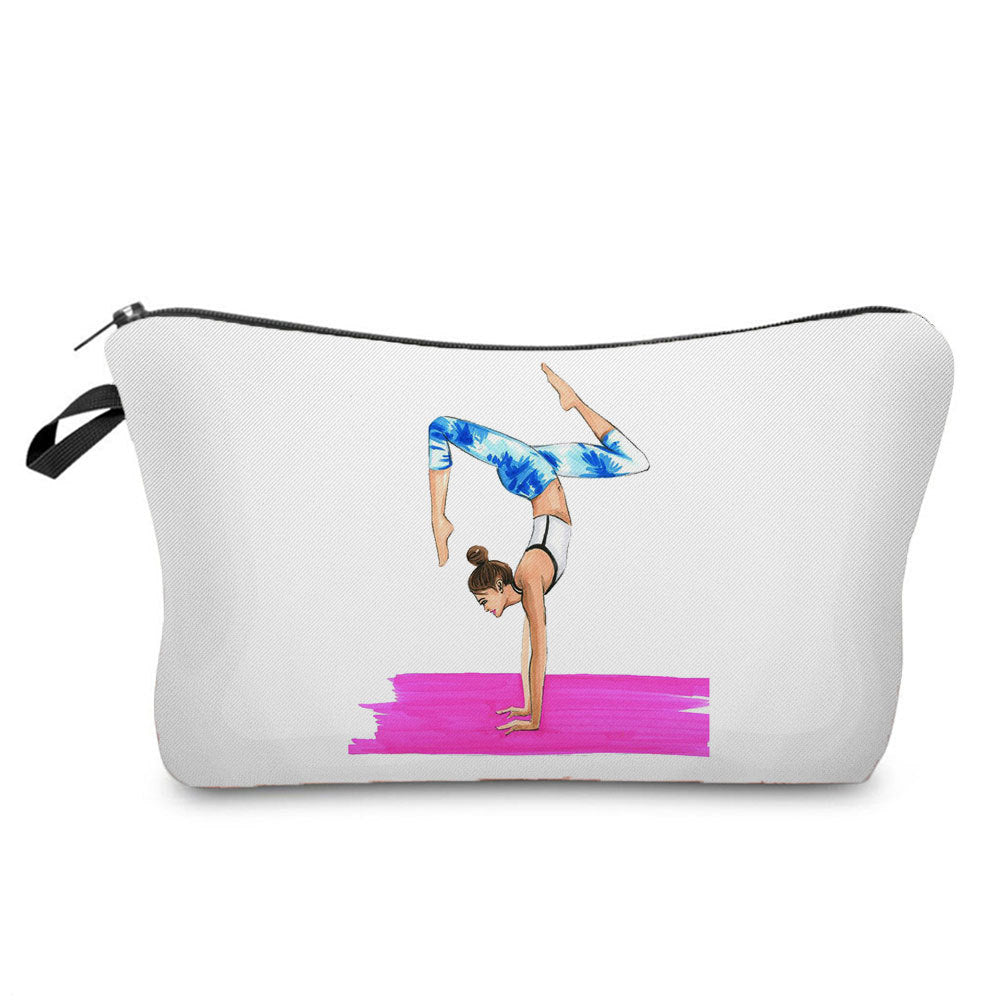 New Wholesale Gymnastics Girl Print Makeup Bag, Sports Style Cosmetic Storage Bag, Fashionable Hand-Held Women's Bag