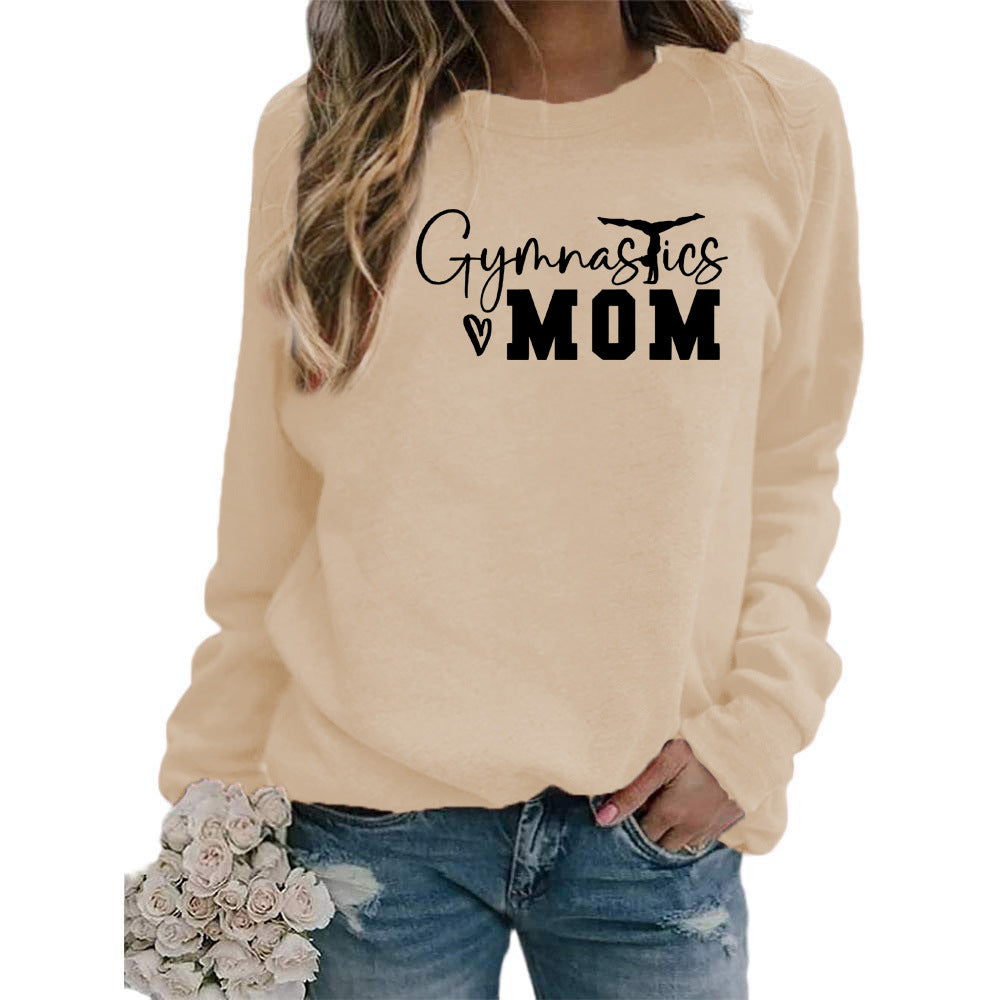 Gymnastics mom printed women's round neck sweater