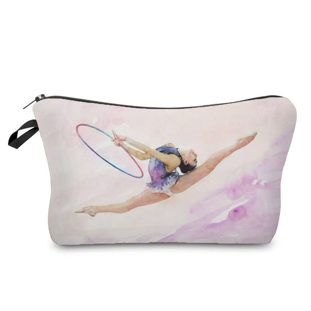 New Wholesale Gymnastics Girl Print Makeup Bag, Sports Style Cosmetic Storage Bag, Fashionable Hand-Held Women's Bag