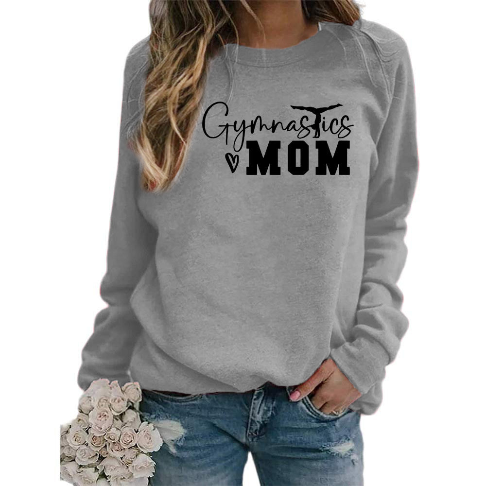 Gymnastics mom printed women's round neck sweater