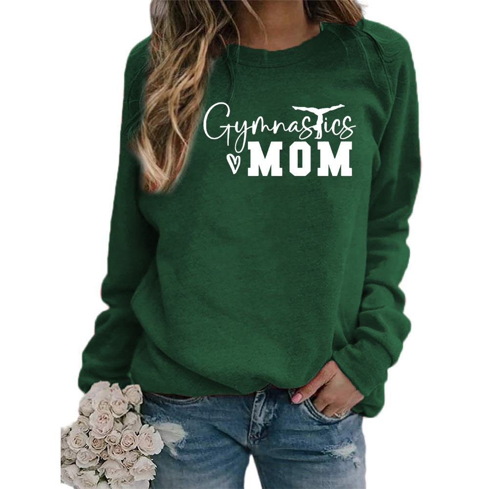 Gymnastics mom printed women's round neck sweater