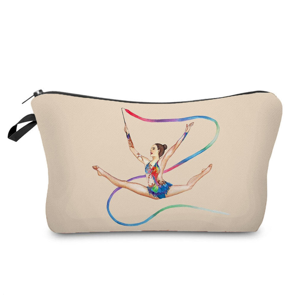 New Wholesale Gymnastics Girl Print Makeup Bag, Sports Style Cosmetic Storage Bag, Fashionable Hand-Held Women's Bag