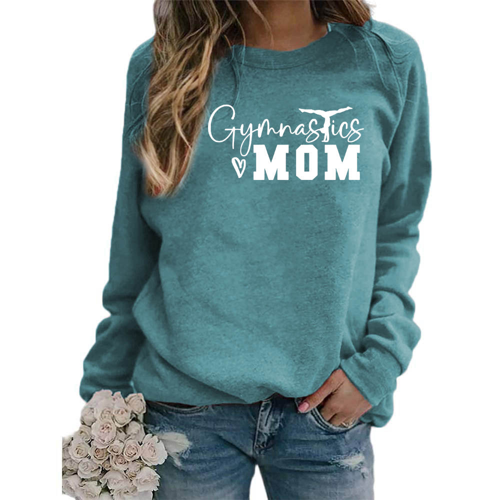 Gymnastics mom printed women's round neck sweater