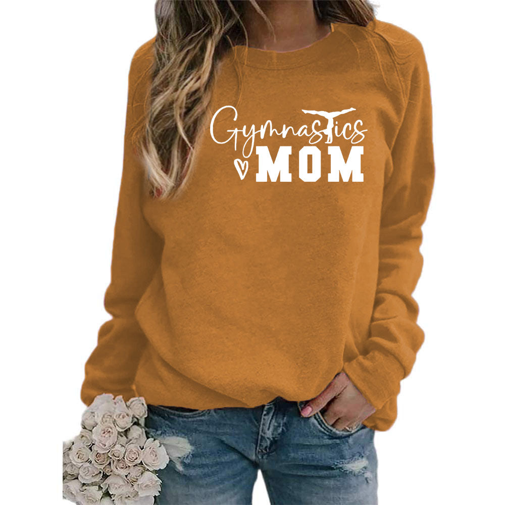 Gymnastics mom printed women's round neck sweater